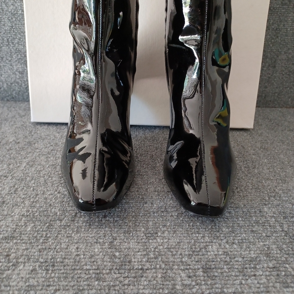 Black Suded Studio Liz High Boot Size 39.5 US 9.5 Women In Black Patent leather - Picture 3 of 12